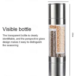 Manual Salt Pepper Grinder,Mill Sleek Stainless Steel with Adjustable Ceramic Grinding Mechanism,2 in 1 Spice Mills Grinder Pepper Shakers