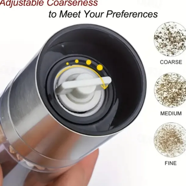 Manual Salt Pepper Grinder,Mill Sleek Stainless Steel with Adjustable Ceramic Grinding Mechanism,2 in 1 Spice Mills Grinder Pepper Shakers