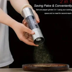 Manual Salt Pepper Grinder,Mill Sleek Stainless Steel with Adjustable Ceramic Grinding Mechanism,2 in 1 Spice Mills Grinder Pepper Shakers