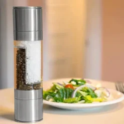 Manual Salt Pepper Grinder,Mill Sleek Stainless Steel with Adjustable Ceramic Grinding Mechanism,2 in 1 Spice Mills Grinder Pepper Shakers