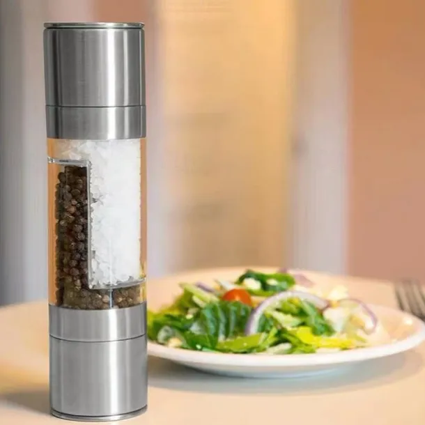 Manual Salt Pepper Grinder,Mill Sleek Stainless Steel with Adjustable Ceramic Grinding Mechanism,2 in 1 Spice Mills Grinder Pepper Shakers