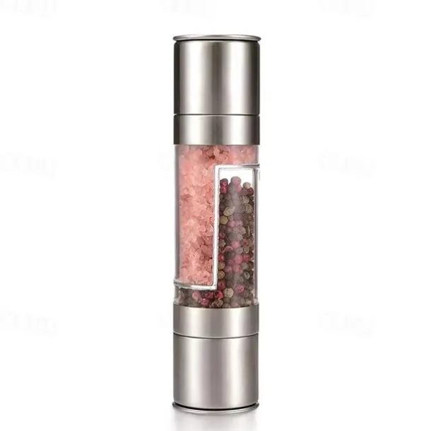 Manual Salt Pepper Grinder,Mill Sleek Stainless Steel with Adjustable Ceramic Grinding Mechanism,2 in 1 Spice Mills Grinder Pepper Shakers