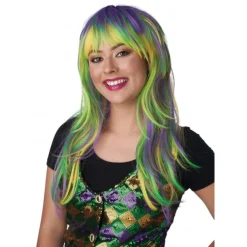 Mardi Gras Party Girl Wig Standard For Carvinal