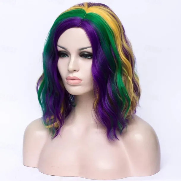 Mardi Gras Wigs Halloween Wigs Women's Carnival Costume Accessories Cute Colorful Wig Suitable for Carnival Costumes
