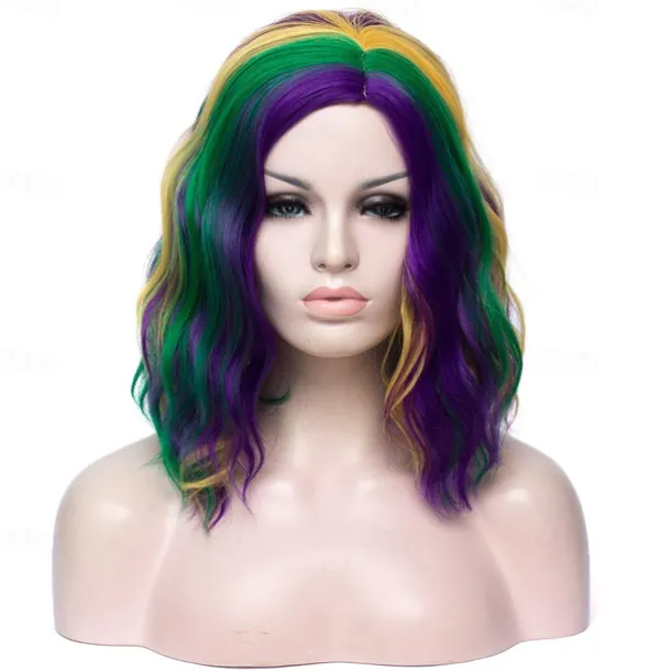 Mardi Gras Wigs Halloween Wigs Women's Carnival Costume Accessories Cute Colorful Wig Suitable for Carnival Costumes