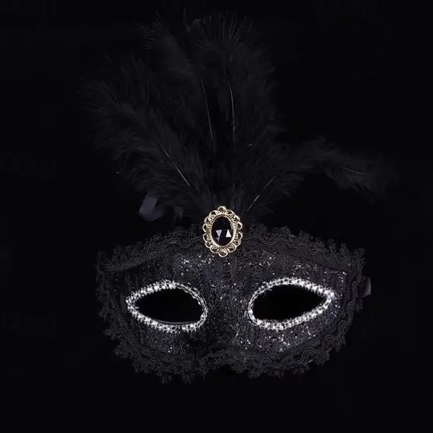 Masquerade Feather Mask Half Face Mask Ladies Decoration Carnival Festival Mask Masquerade Party Mask Venetian Eye Masks for Carnival Prom Ball Fancy Dress Party Supplies