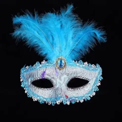 Masquerade Feather Mask Half Face Mask Ladies Decoration Carnival Festival Mask Masquerade Party Mask Venetian Eye Masks for Carnival Prom Ball Fancy Dress Party Supplies