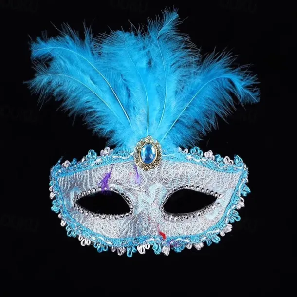 Masquerade Feather Mask Half Face Mask Ladies Decoration Carnival Festival Mask Masquerade Party Mask Venetian Eye Masks for Carnival Prom Ball Fancy Dress Party Supplies
