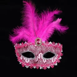 Masquerade Feather Mask Half Face Mask Ladies Decoration Carnival Festival Mask Masquerade Party Mask Venetian Eye Masks for Carnival Prom Ball Fancy Dress Party Supplies