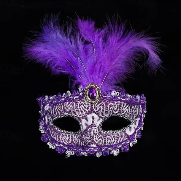 Masquerade Feather Mask Half Face Mask Ladies Decoration Carnival Festival Mask Masquerade Party Mask Venetian Eye Masks for Carnival Prom Ball Fancy Dress Party Supplies