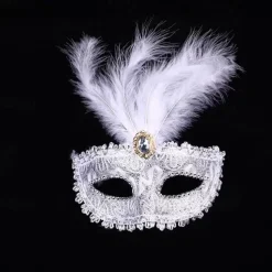Masquerade Feather Mask Half Face Mask Ladies Decoration Carnival Festival Mask Masquerade Party Mask Venetian Eye Masks for Carnival Prom Ball Fancy Dress Party Supplies
