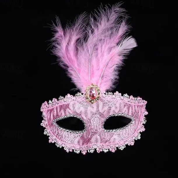 Masquerade Feather Mask Half Face Mask Ladies Decoration Carnival Festival Mask Masquerade Party Mask Venetian Eye Masks for Carnival Prom Ball Fancy Dress Party Supplies