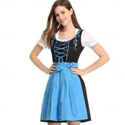 Masquerade Oktoberfest Dress Cosplay Costume Masquerade Oktoberfest / Beer Wiesn Traditional Style Traditional Costume Dress Wiesn Women's Dress Traditional Style Cloth Blouse Dress Apron