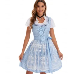 Masquerade Oktoberfest Dress Cosplay Costume Trachtenkleider Maid Dresses German Munich Wiesn Women's Halloween Dress Traditional Style Cloth Shirt Dress Apron