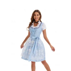 Masquerade Oktoberfest Dress Cosplay Costume Trachtenkleider Maid Dresses German Munich Wiesn Women's Halloween Dress Traditional Style Cloth Shirt Dress Apron