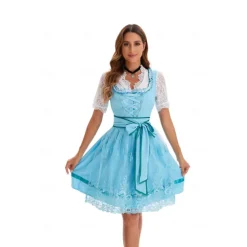 Masquerade Oktoberfest Dress Cosplay Costume Trachtenkleider Maid Dresses German Munich Wiesn Women's Halloween Dress Traditional Style Cloth Shirt Dress Apron