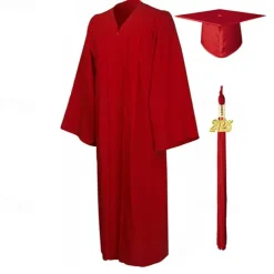 Matte Graduation Gown Cap Tassel Set 2025 for High School and Bachelor