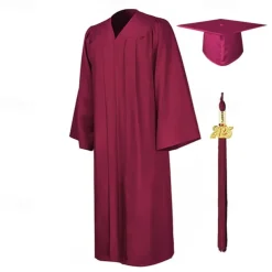 Matte Graduation Gown Cap Tassel Set 2025 for High School and Bachelor