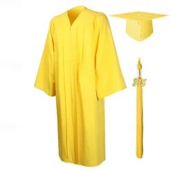 Matte Graduation Gown Cap Tassel Set 2025 for High School and Bachelor