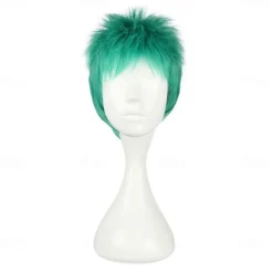 Mcoser Roronoa Zoro ONE PIECE Wigs Short Green Fluffy Synthetic Hair OP Heat Resistance Fiber Cosplay Wig Pelucas Halloween Wigs