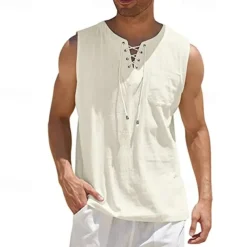 Medieval Renaissance 17th Century Blouse / Shirt Pirate Knight Ritter Viking Drawstring Fancy Dress Men's Pirate Halloween Masquerade Casual Daily LARP Ren Faire Adults' Shirt