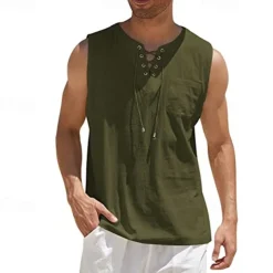 Medieval Renaissance 17th Century Blouse / Shirt Pirate Knight Ritter Viking Drawstring Fancy Dress Men's Pirate Halloween Masquerade Casual Daily LARP Ren Faire Adults' Shirt