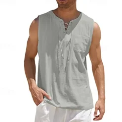 Medieval Renaissance 17th Century Blouse / Shirt Pirate Knight Ritter Viking Drawstring Fancy Dress Men's Pirate Halloween Masquerade Casual Daily LARP Ren Faire Adults' Shirt