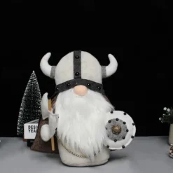 Medieval Viking Gladiator Gnome Plush Doll, Faceless Elder Warrior Stuffed Figurine, Nordic Knight Plush Decor Toy