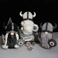 Medieval Viking Gladiator Gnome Plush Doll, Faceless Elder Warrior Stuffed Figurine, Nordic Knight Plush Decor Toy