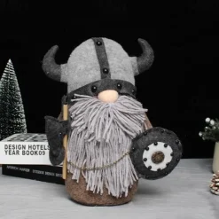 Medieval Viking Gladiator Gnome Plush Doll, Faceless Elder Warrior Stuffed Figurine, Nordic Knight Plush Decor Toy
