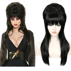 Medieval Wig Cosplay Wig Wavy Middle Part Wig As Shown Synthetic Hair for Women Black Halloween Wigs