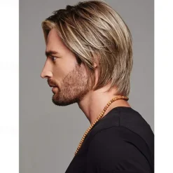 Medieval Wig Men Wig Short Blonde Brown Layered Natural Synthetic Hair Full Wigs for Male Guy Daily Party Wear Halloween Wigs