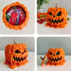 Melting Halloween Pumpkin Candy Bowl, Halloween Pumpkin Bowl with Lid, Melting Skull Candy Dish for Halloween Decorations, Scary for Halloween Decorations Supplies