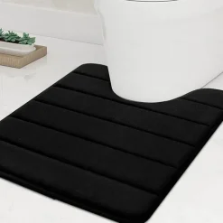 Memory Foam Bath Mat Non-slip Contour Toilet Bath Rug, U-Shaped Non Slip Absorbent Thick Soft Washable Bathroom Rugs, Floor Carpet Bath Mat for Bathroom Sink Toilet 50*60CM (20