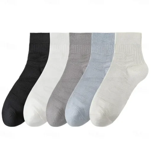 Men 1 Pair Socks Black White Color Plain School Formal Outdoor Plain Thin Summer Daily Casual