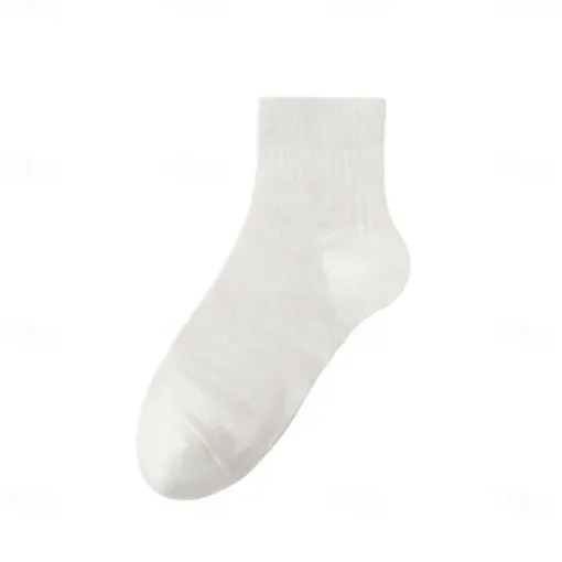 Men 1 Pair Socks Black White Color Plain School Formal Outdoor Plain Thin Summer Daily Casual