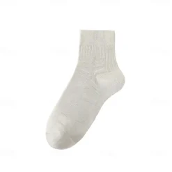 Men 1 Pair Socks Black White Color Plain School Formal Outdoor Plain Thin Summer Daily Casual