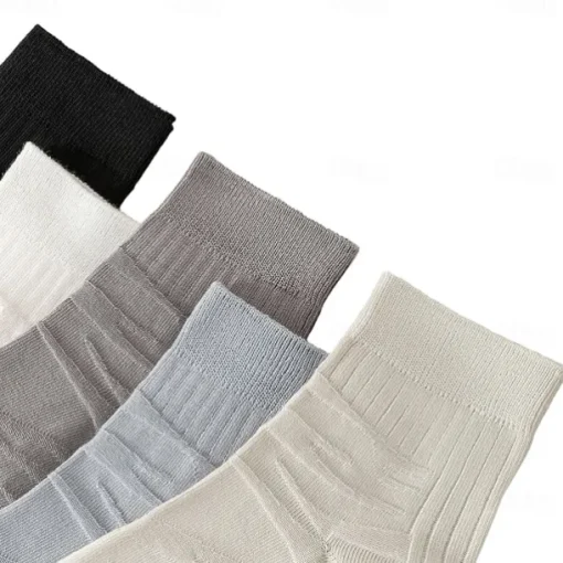 Men 1 Pair Socks Black White Color Plain School Formal Outdoor Plain Thin Summer Daily Casual