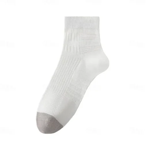 Men 1 Pair Socks Black White Color Plain Textured School Formal Outdoor Thin Summer Daily Casual
