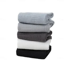 Men 1 Pair Socks Black White Color Plain Textured School Formal Outdoor Thin Summer Daily Casual