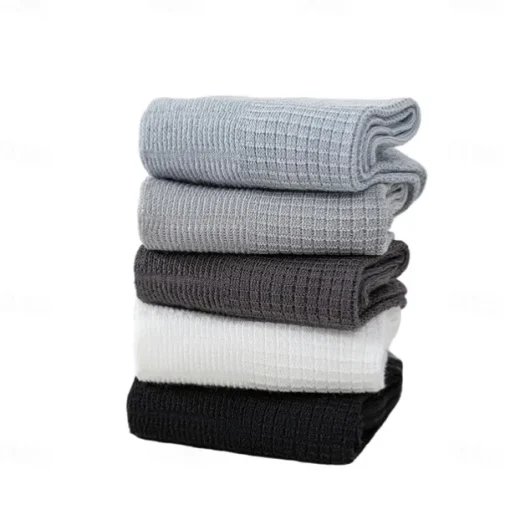 Men 1 Pair Socks Black White Color Plain Textured School Formal Outdoor Thin Summer Daily Casual