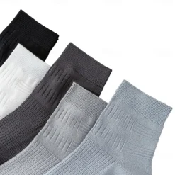 Men 1 Pair Socks Black White Color Plain Textured School Formal Outdoor Thin Summer Daily Casual