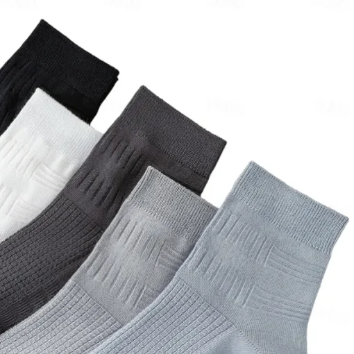 Men 1 Pair Socks Black White Color Plain Textured School Formal Outdoor Thin Summer Daily Casual
