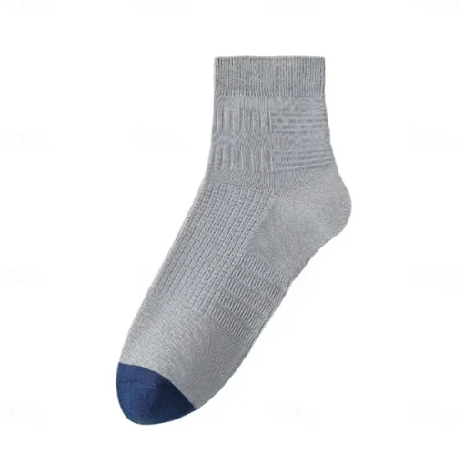Men 1 Pair Socks Black White Color Plain Textured School Formal Outdoor Thin Summer Daily Casual
