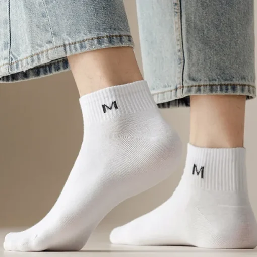 Men 1 Pair Socks No Show & Liner Socks Black White Color Plain School Formal Outdoor Medium Summer Spring Fall Winter Daily Casual