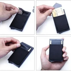 Men Business Aluminum Wallet with Or Without Back Pocket Cash ID Card Holder RFID Blocking Slim Metal Wallet Coin Purse