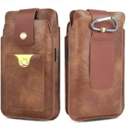 Men Cellphone Loop Holster Case Belt Waist Bag Props PU Leather Purse Phone Wallet Vintage Belt Mobile Phone Protective Sheath