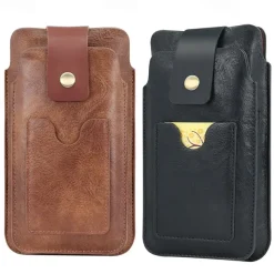 Men Cellphone Loop Holster Case Belt Waist Bag Props PU Leather Purse Phone Wallet Vintage Belt Mobile Phone Protective Sheath