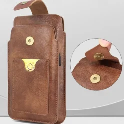 Men Cellphone Loop Holster Case Belt Waist Bag Props PU Leather Purse Phone Wallet Vintage Belt Mobile Phone Protective Sheath