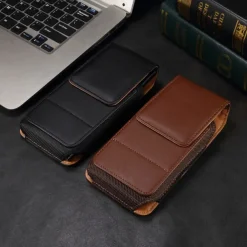 Men Cellphone Loop Holster Case Belt Waist Bag Props PU Leather Purse Phone Wallet Vintage Belt Mobile Phone Protective Sheath
